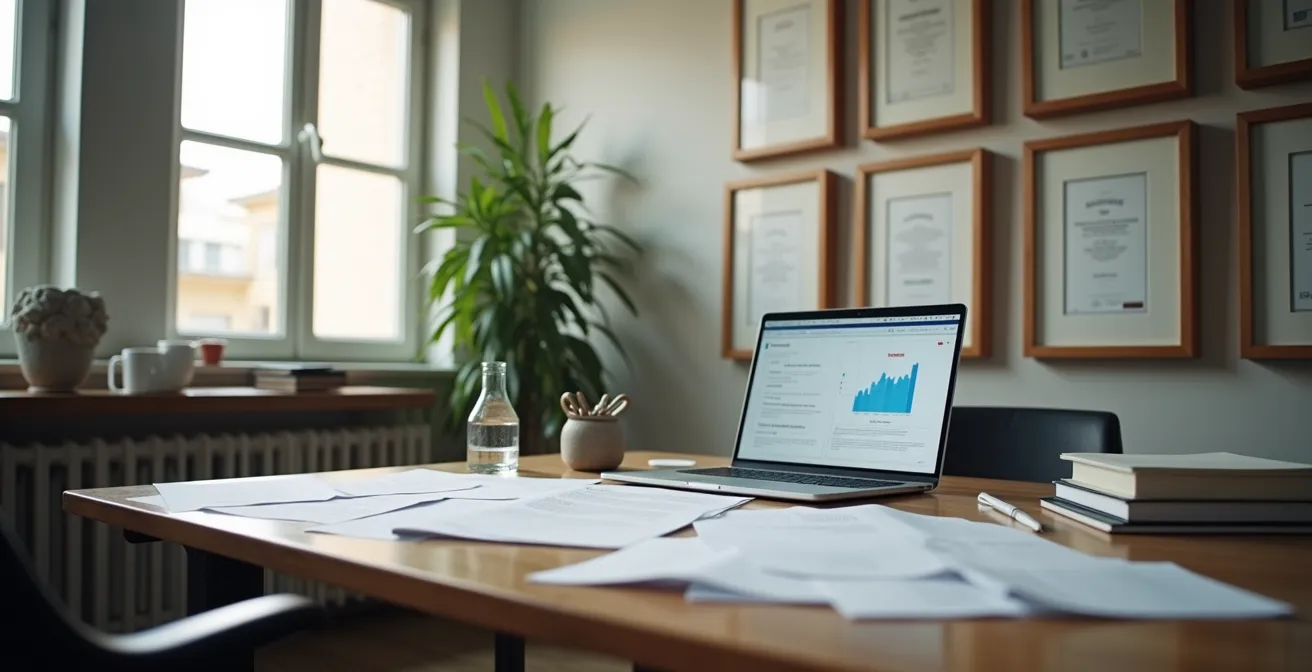 Pagina autore professionale con certificazioni e pubblicazioni visibili