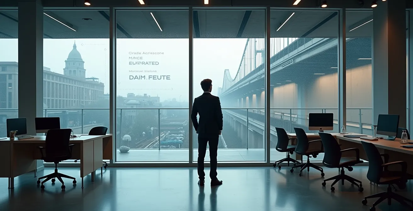 Professionista che valuta diversi formati di contenuto in ambiente di lavoro moderno