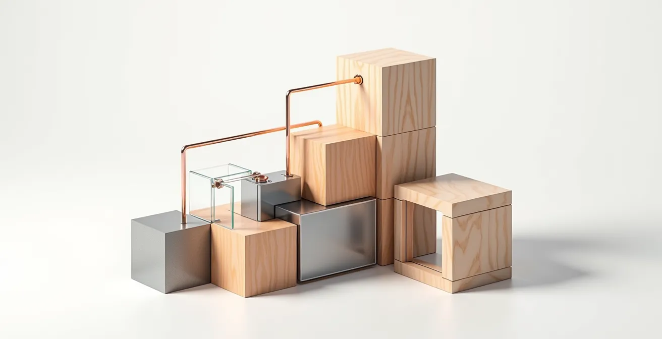 Composizione astratta di elementi modulari interconnessi rappresentanti architettura software ibrida