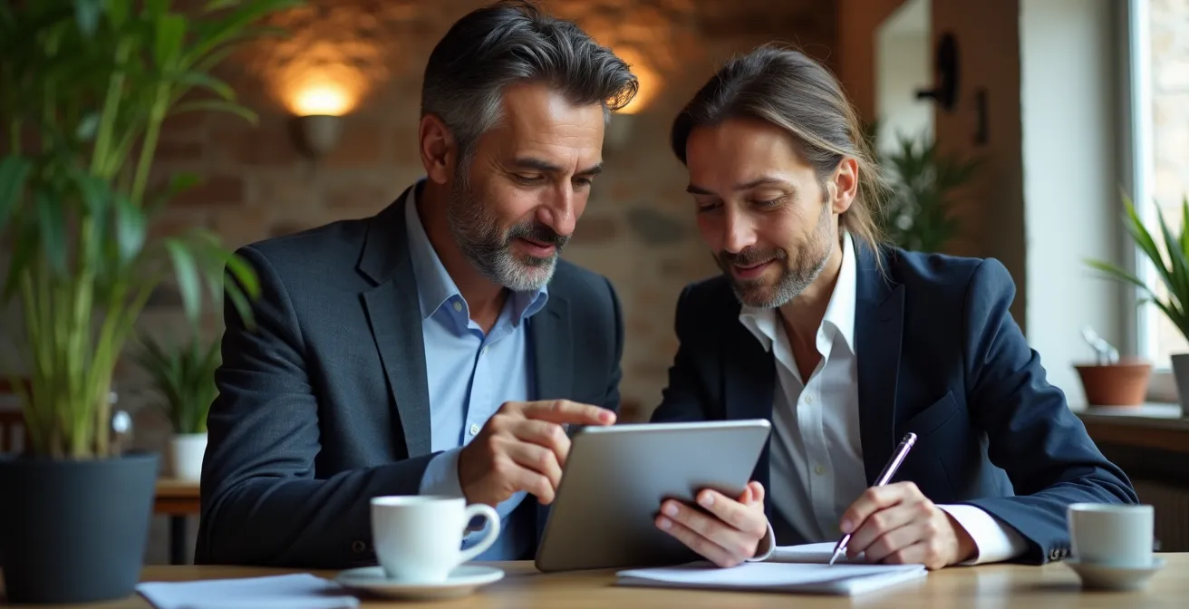 Professionisti italiani analizzano dati integrati in ambiente di lavoro moderno