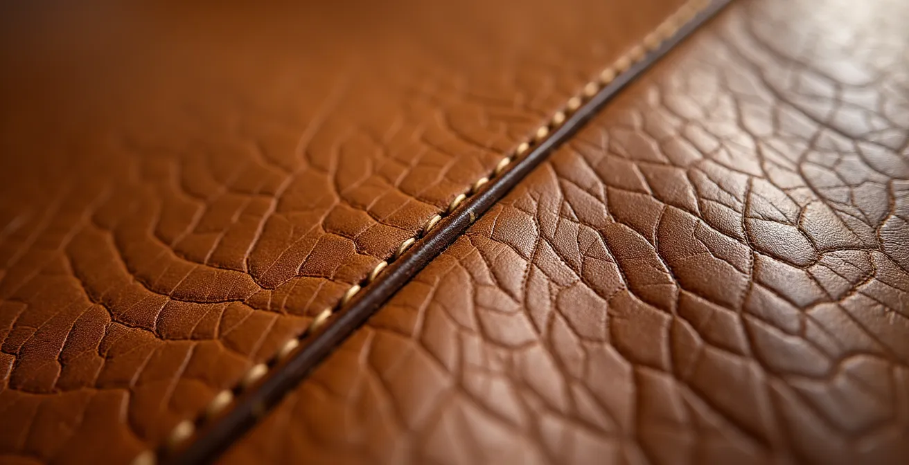 L'effetto Made in Italy sulle aspettative del brand, rappresentato da una texture di pelle italiana.