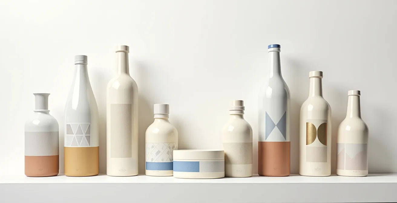 Sistema di packaging italiano elegante e modulare, adattabile alle diverse normative globali senza perdere l'identità estetica.