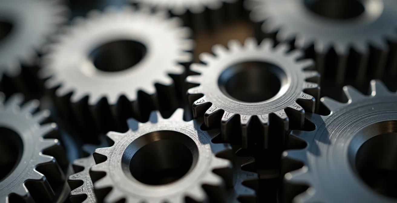 Manuale di delega visualizzato attraverso metafora di ingranaggi che lavorano insieme